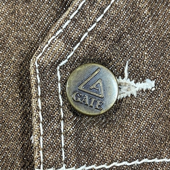 GATE‎ JEANS Mens Brown Denim Workwear Western Vest Metal Buttons Made in USA M - Picture 4 of 9